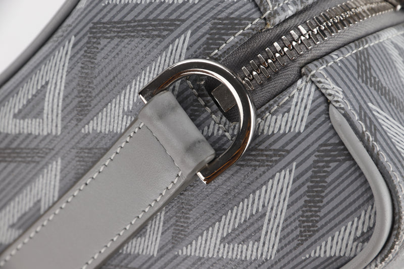 CHRISTIAN DIOR DIOR LINGOT 22 CROSSBODY (15-BO-0272) DIAMOND GRAY CANVAS SILVER HARDWARE, WITH STRAP, NO CARD & DUST COVER