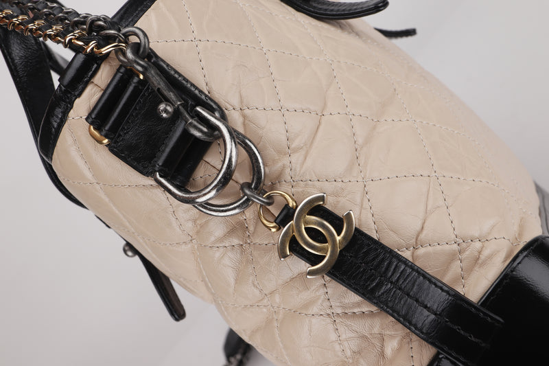 Chanel Quilted Small Gabrielle Hobo Black Calfskin Mixed Hardware