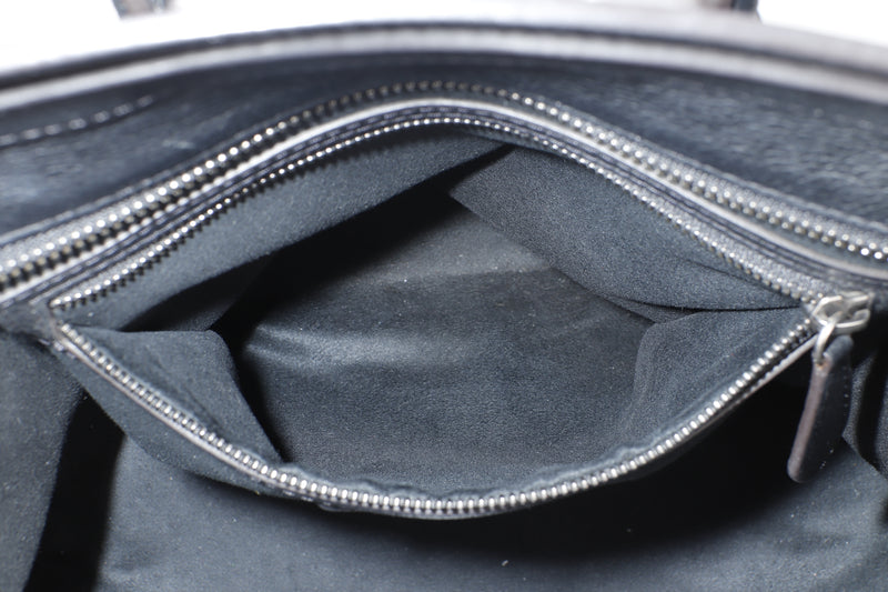 CELINE BLACK LEATHER LUGGAGE TOTE BAG (F-SN-0172) SILVER HARDWARE, NO DUST COVER