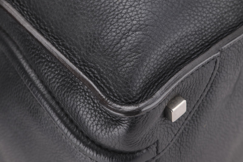 CELINE BLACK LEATHER LUGGAGE TOTE BAG (F-SN-0172) SILVER HARDWARE, NO DUST COVER