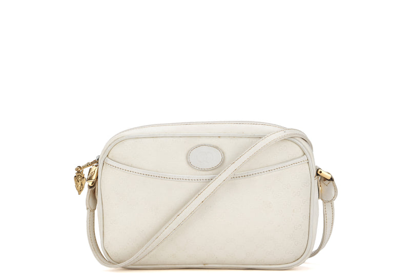 GUCCI VINTAGE WHITE CROSSBODY, GOLD HARDWARE, NO DUST COVER