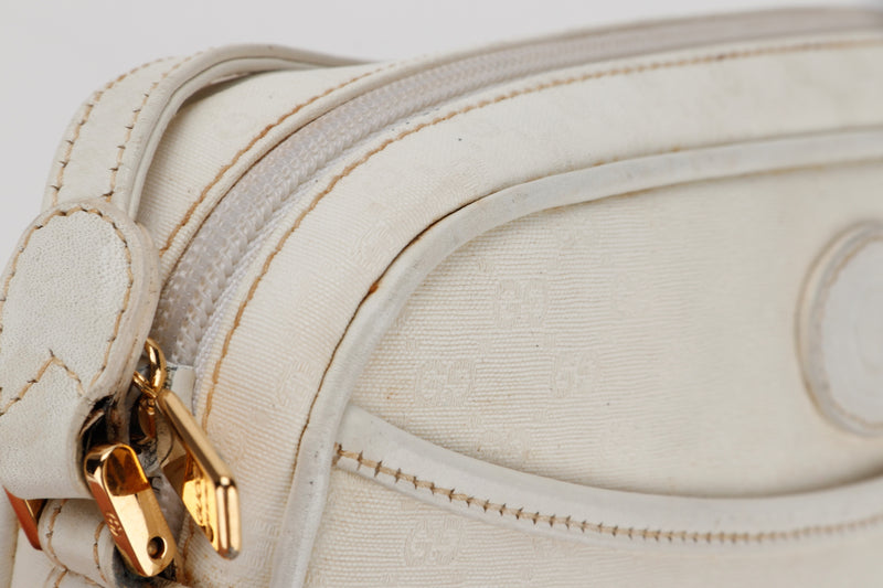 GUCCI VINTAGE WHITE CROSSBODY, GOLD HARDWARE, NO DUST COVER