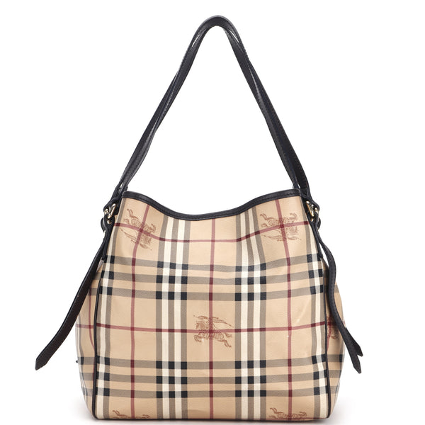 Sold at Auction: Burberry Haymarket Check Canvas and Leather Crossbody