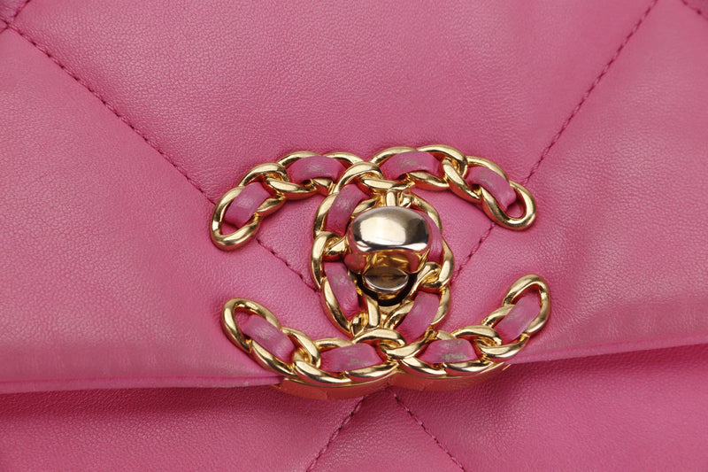 CHANEL 19 (3128xxxx) MAXI PINK LAMBSKIN MIXED HARDWARE, WITH DUST COVER & BOX, NO CARD