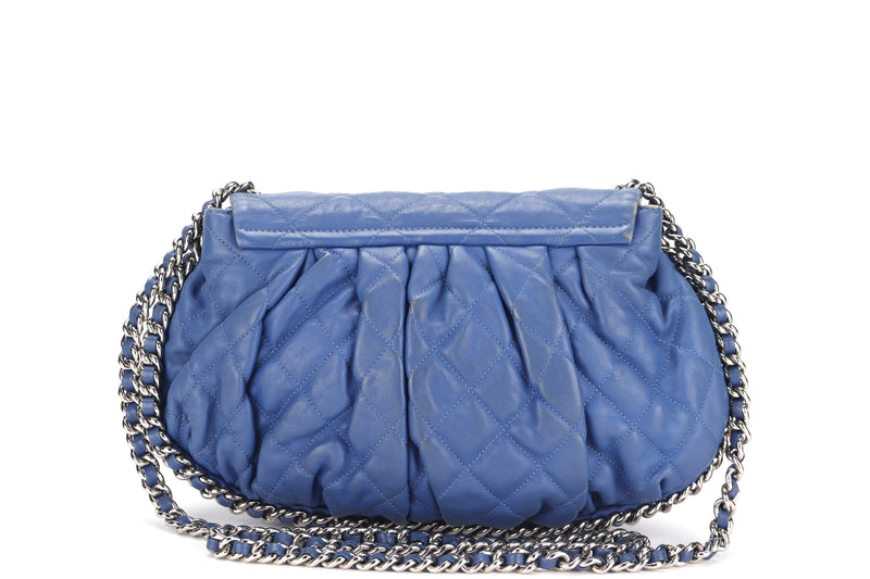 CHANEL CC CHAIN AROUND SHOULDER BAG (1801xxxx) MEDIUM BLUE LEATHER SILVER HARDWARE, WITH DUST COVER, NO CARD