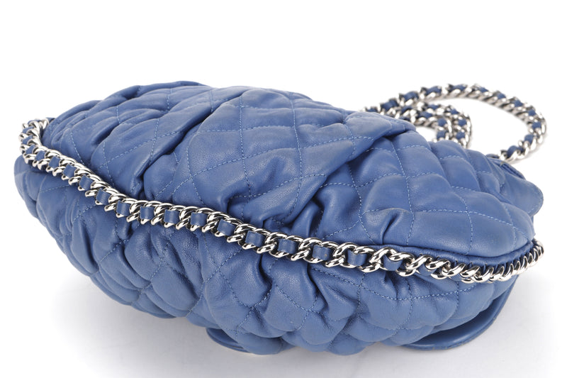 CHANEL CC CHAIN AROUND SHOULDER BAG (1801xxxx) MEDIUM BLUE LEATHER SILVER HARDWARE, WITH DUST COVER, NO CARD