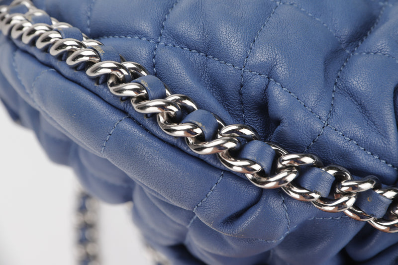 CHANEL CC CHAIN AROUND SHOULDER BAG (1801xxxx) MEDIUM BLUE LEATHER SILVER  HARDWARE, WITH DUST COVER, NO CARD