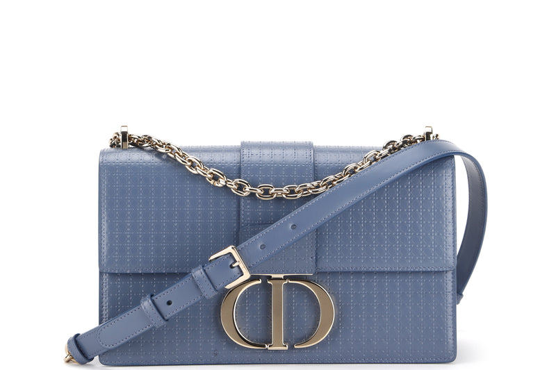 CHRISTIAN DIOR MONTAIGNE SHOULDER BAG (09-BO-0260) BLUE MICRO CANNAGE LEATHER GOLD HARDWARE, WITH DUST COVER, NO CARD