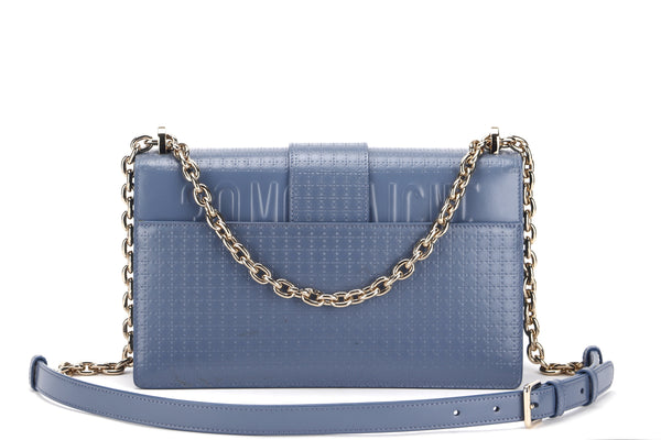 CHRISTIAN DIOR MONTAIGNE SHOULDER BAG (09-BO-0260) BLUE MICRO CANNAGE LEATHER GOLD HARDWARE, WITH DUST COVER, NO CARD