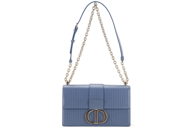 CHRISTIAN DIOR MONTAIGNE SHOULDER BAG (09-BO-0260) BLUE MICRO CANNAGE LEATHER GOLD HARDWARE, WITH DUST COVER, NO CARD