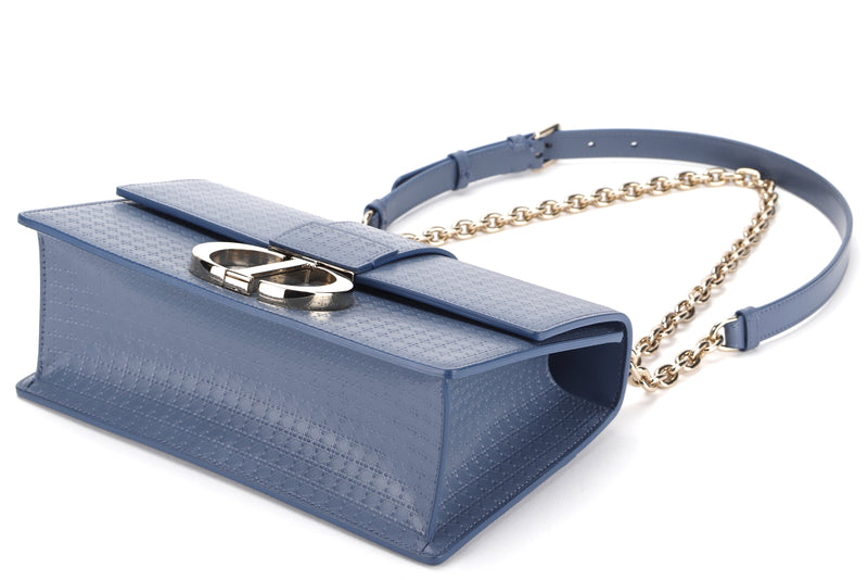 CHRISTIAN DIOR MONTAIGNE SHOULDER BAG (09-BO-0260) BLUE MICRO CANNAGE LEATHER GOLD HARDWARE, WITH DUST COVER, NO CARD