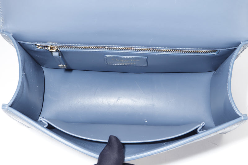 CHRISTIAN DIOR MONTAIGNE SHOULDER BAG (09-BO-0260) BLUE MICRO CANNAGE LEATHER GOLD HARDWARE, WITH DUST COVER, NO CARD