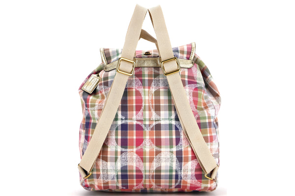 COACH F77342 BACKPACK (M1260), MULTICOLOUR MADRAS CANVAS GOLD HARDWARE, WITH DUST COVER