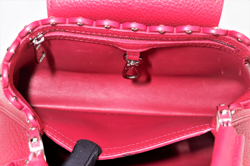 LOUIS VUITTON CAPUCINES BB PINK LEATHER 2 WAY BAG (TR1147) GOLD HARDWARE, WITH STRAP & DUST COVER