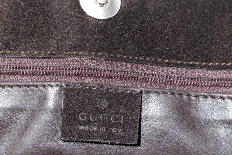 GUCCI 0013167 001998 VINTAGE DARK BROWN SUEDE LEATHER SHOULDER BAG, WITH DUST COVER