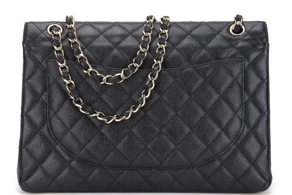 CHANEL CLASSIC FLAP MAXI (1724xxxx) BLACK CAVIAR LEATHER GOLD HARDWARE, WITH CARD, DUST COVER & BOX