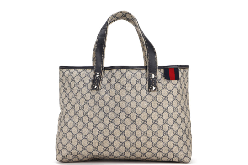 GUCCI GG SHELLY TOTE BAG (211134 001998) GG SUPREME PVC CANVAS SILVER HARDWARE, WITH DUST COVER