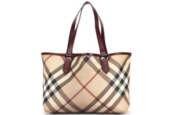 BURBERRY RED NOVA CHECKED TOTE, NO DUST COVER
