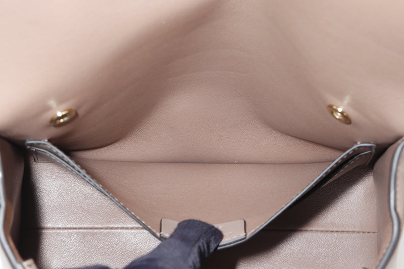 SALVATORE FERRAGAMO BEIGE LEATHER FLAP STUDIO BAG (GG-21H886) GOLD HARDWARE, WITH DUST COVER