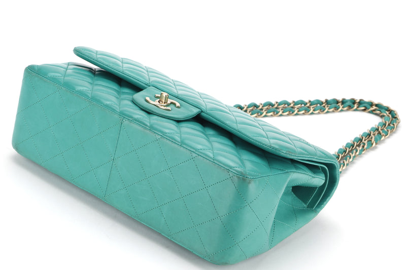 Chanel Teal Quilted Lambskin Jumbo Classic Double Flap Bag, myGemma