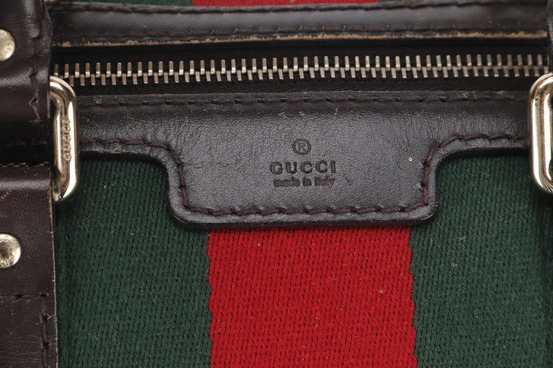 GUCCI BOSTON BAG (247205 525040) LARGE GG SUPREME CANVAS, GOLD HARDWARE, WITH STRAP, NO DUST COVER
