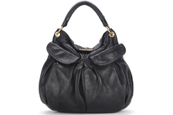 MIU MIU BLACK CALFSKIN SHOULDER BAG, GOLD HARDWARE, WITH STRAP, NO DUST COVER