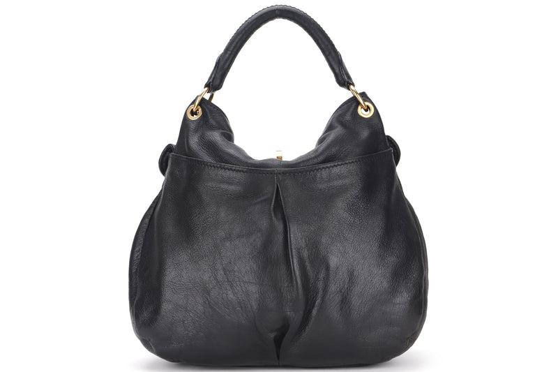 MIU MIU BLACK CALFSKIN SHOULDER BAG, GOLD HARDWARE, WITH STRAP, NO DUST COVER