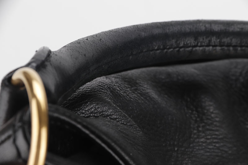 MIU MIU BLACK CALFSKIN SHOULDER BAG, GOLD HARDWARE, WITH STRAP, NO DUST COVER