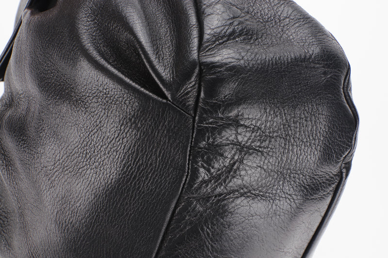 MIU MIU BLACK CALFSKIN SHOULDER BAG, GOLD HARDWARE, WITH STRAP, NO DUST COVER