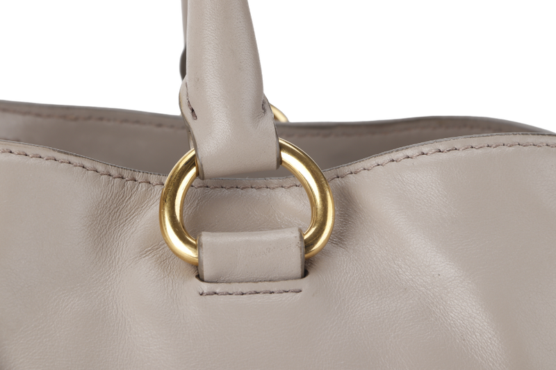 PRADA WHITE CALFSKIN VITELLO PHENIX FRONT ZIP SATCHEL GOLD HARDWARE NO DUST COVER