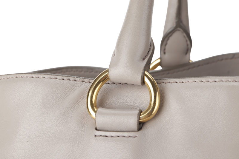 PRADA WHITE CALFSKIN VITELLO PHENIX FRONT ZIP SATCHEL GOLD HARDWARE NO DUST COVER