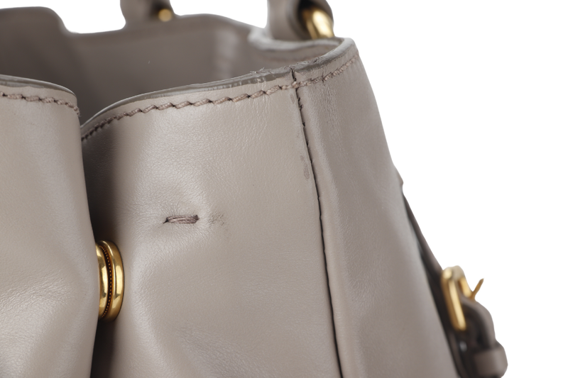 PRADA WHITE CALFSKIN VITELLO PHENIX FRONT ZIP SATCHEL GOLD HARDWARE NO DUST COVER