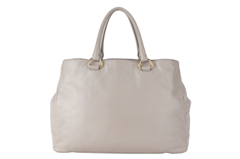 PRADA WHITE CALFSKIN VITELLO PHENIX FRONT ZIP SATCHEL GOLD HARDWARE NO DUST COVER