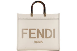 FENDI SUNSHINE MEDIUM WHITE SMOOTH LEATHER, WITH STAP, NO DUST COVER