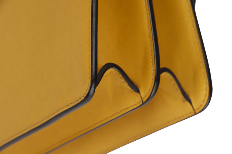 SALVATORE FERRAGAMO JOANNE (AU-21-H321) YELLOW LEATHER SHOULDER BAG GOLD HARDWARE, WITH DUST COVER