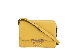 SALVATORE FERRAGAMO JOANNE (AU-21-H321) YELLOW LEATHER SHOULDER BAG GOLD HARDWARE, WITH DUST COVER