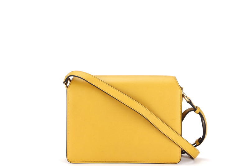 SALVATORE FERRAGAMO 21H 321 JOANNE YELLOW LEATHER SHOULDER BAG GOLD HARDWARE, WITH DUST COVER