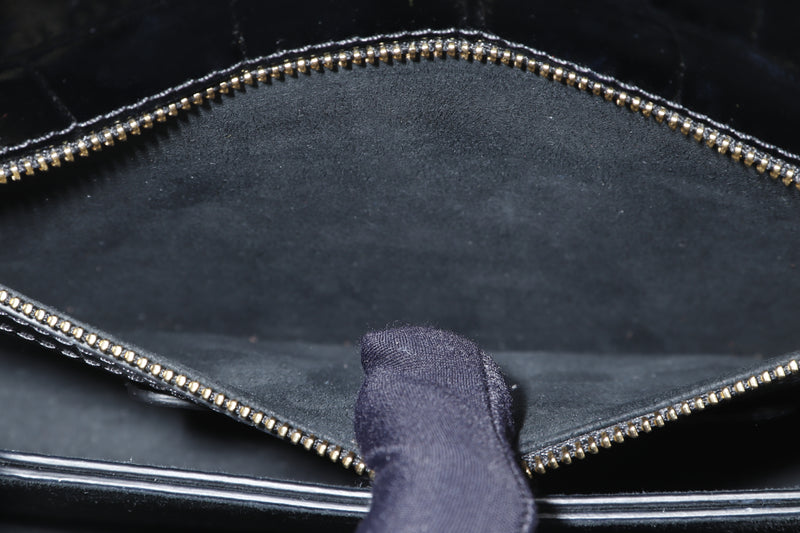 ALEXANDER MCQUEEN JEWELLED SATCHEL SHOULDER BAG BLACK CALF LEATHER GOLD HARDWARE, FULL SET