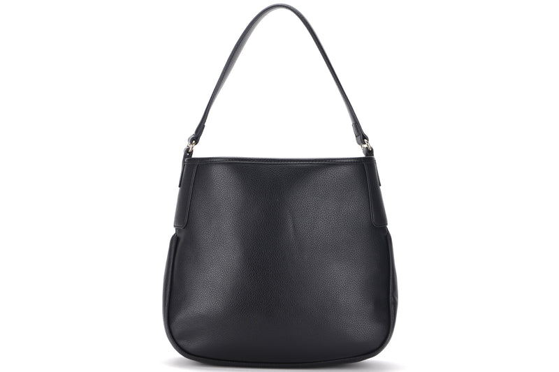 MOSCHINO BLACK LEATHER SHOULDER BAG GOLD HARDWARE, NO DUST COVER