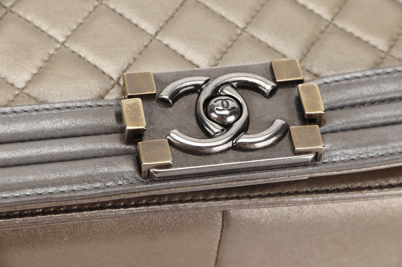 Chanel Boy Bag Quilted Goatskin and Patent Leather Medium Duo 