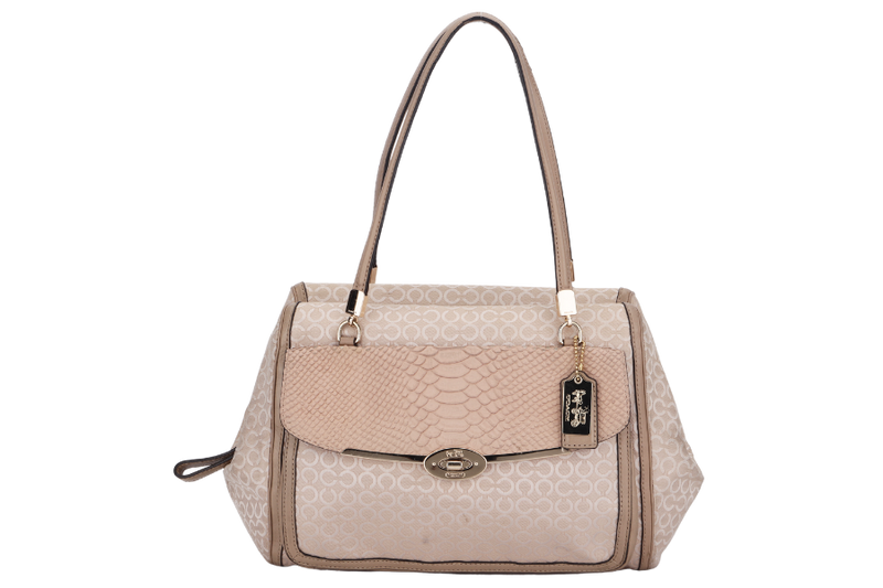 COACH BEIGE CANVAS HANDBAG (NK1393-27845) GOLD HARDWARE WITH STRAP, CARD & NO DUST COVER