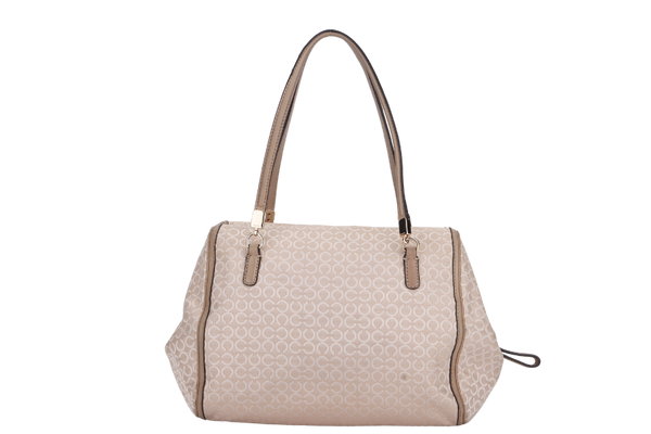 COACH BEIGE CANVAS HANDBAG (NK1393-27845) GOLD HARDWARE WITH STRAP, CARD & NO DUST COVER