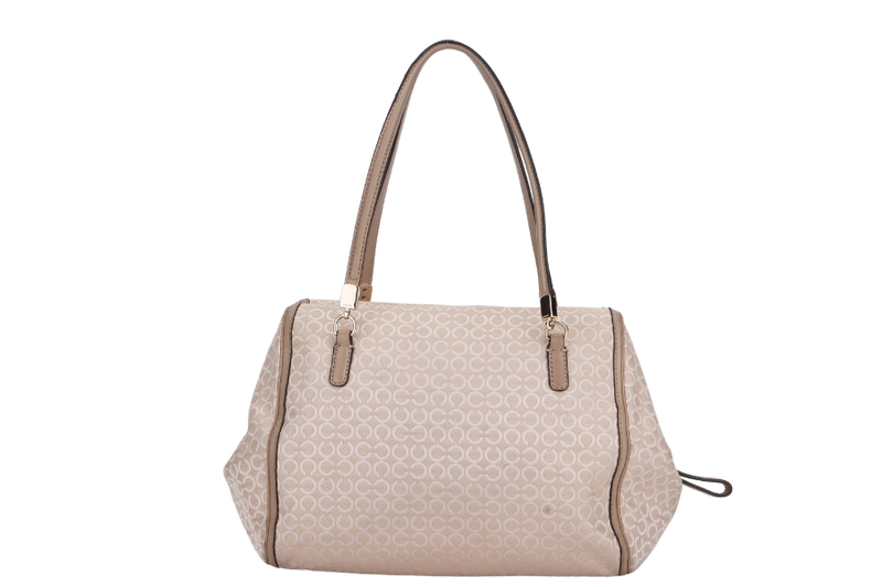 COACH BEIGE CANVAS HANDBAG (NK1393-27845) GOLD HARDWARE WITH STRAP, CARD & NO DUST COVER