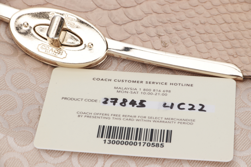 COACH BEIGE CANVAS HANDBAG (NK1393-27845) GOLD HARDWARE WITH STRAP, CARD & NO DUST COVER