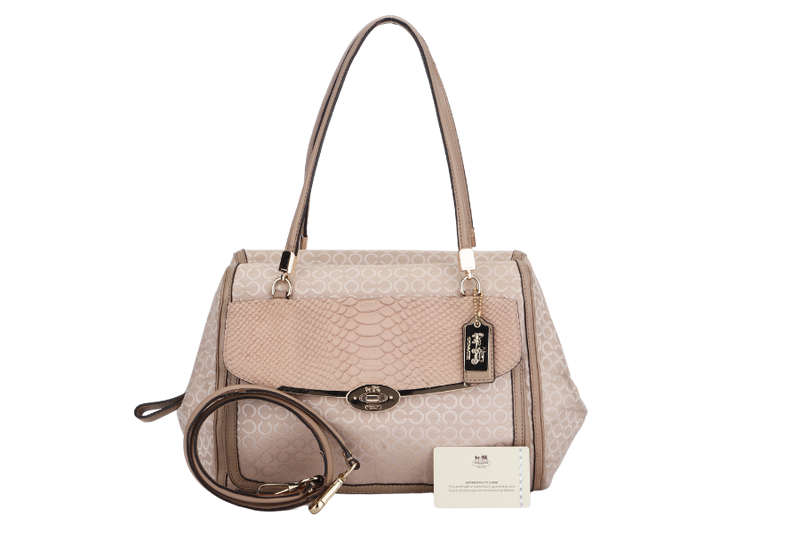 COACH BEIGE CANVAS HANDBAG (NK1393-27845) GOLD HARDWARE WITH STRAP, CARD & NO DUST COVER