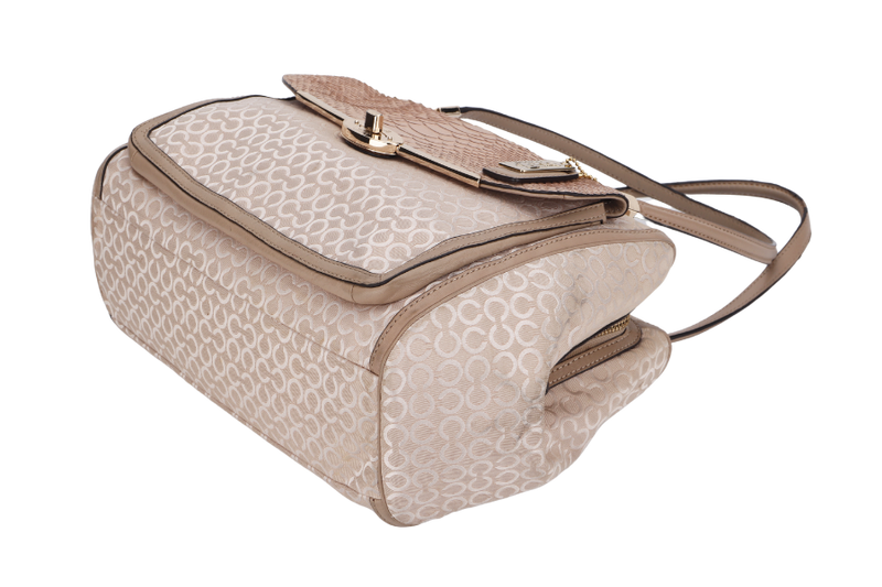 COACH BEIGE CANVAS HANDBAG (NK1393-27845) GOLD HARDWARE WITH STRAP, CARD & NO DUST COVER