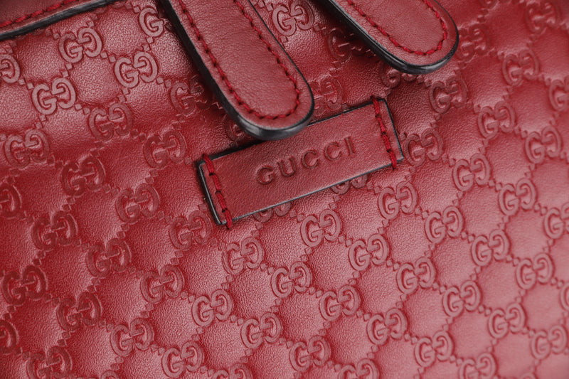 GUCCI 449657 493075 MICRO GUCCISSIMA RED LEATHER HANDBAG GOLD HARDWARE, WITH STRAP & DUST COVER