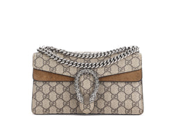 GUCCI 499623 204991 GG SURPREME DIONYSUS, BROWN SMALL CANVAS SUEDE LEATHER SILVER HARDWARE, WITH DUST COVER & BOX