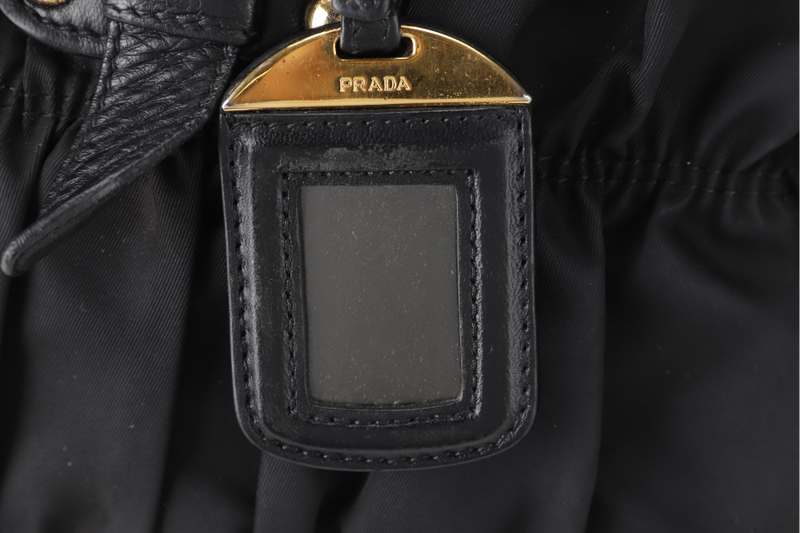 PRADA GAUFRE TESSUTO  BAG BLACK NYLON GOLD HARDWARE NO DUST COVER