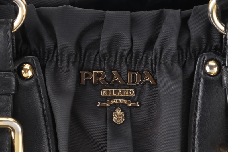 PRADA GAUFRE TESSUTO  BAG BLACK NYLON GOLD HARDWARE NO DUST COVER